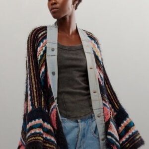 Free People Running Wild Cardigan Black Lighting